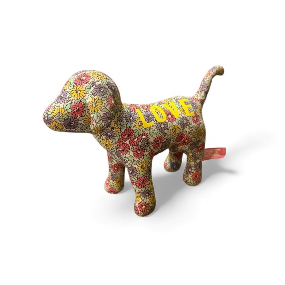 Victoria's Secret Floral Stuffed Dog with Yellow Print